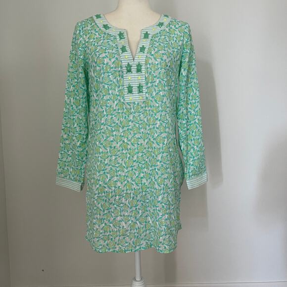 Vineyard Vines Women’s Beaded Turtle Swim Cover Up Tunic Top XS Beach Green - Picture 1 of 5